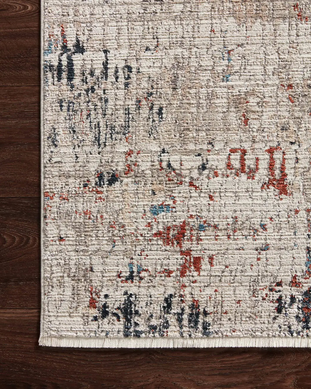 Loloi Leigh Lei-06 Ivory/Multi Rugs - corner on wood