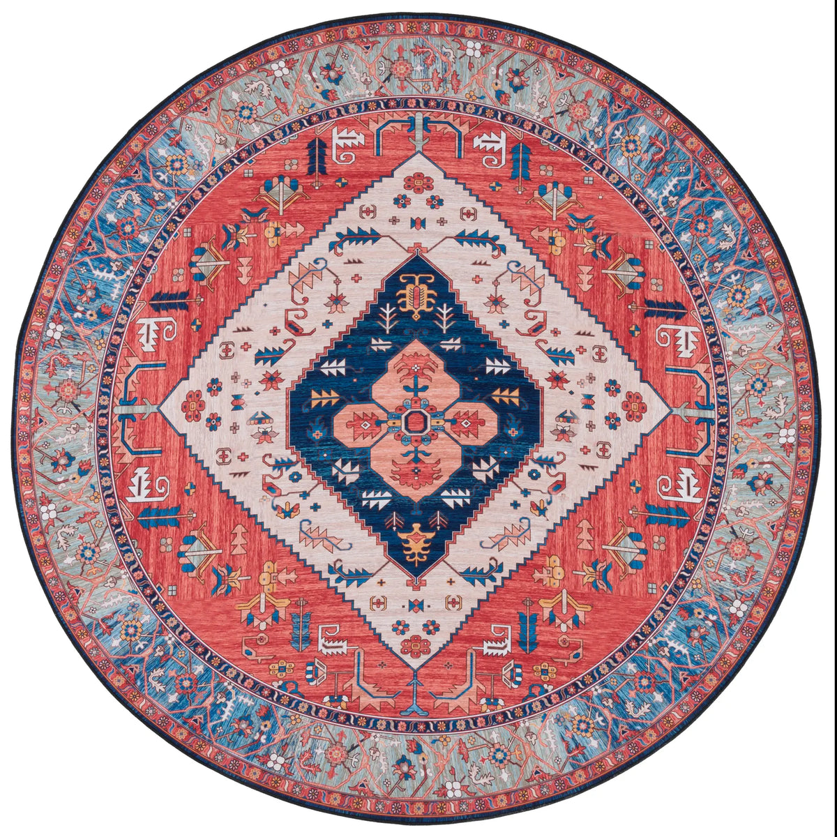 Safavieh Tucson 6'-0" x 6'-0" Rug in Rust / Blue