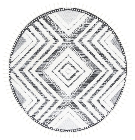 Safavieh Moroccan Tassel Shag 6'-7" x 6'-7" Rug in Ivory / Grey
