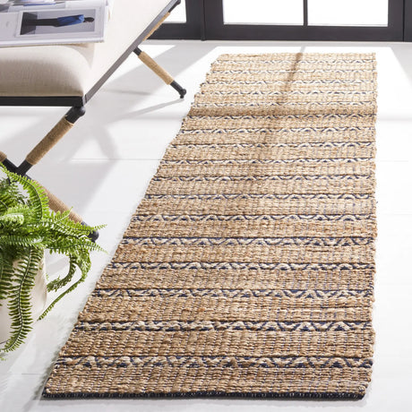 Safavieh Natural Fiber 2'-3" x 8'-0" Rug in Navy / Natural