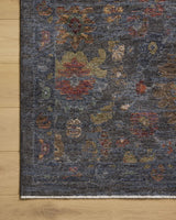Loloi Winchester WNC-03 Traditional Power Loomed Sapphire, Multi Rug - corner on wood