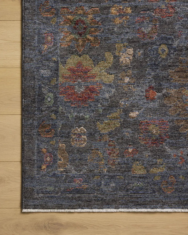 Loloi Winchester WNC-03 Traditional Power Loomed Sapphire, Multi Rug - corner on wood