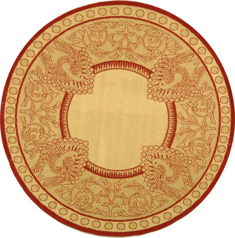 Safavieh Courtyard 5'-3" x 5'-3" Rug in Natural / Red