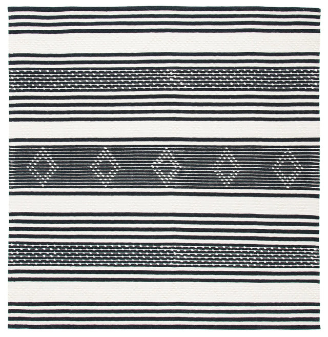 Safavieh Striped Kilim 7'-0" x 7'-0" Rug in Black / Ivory