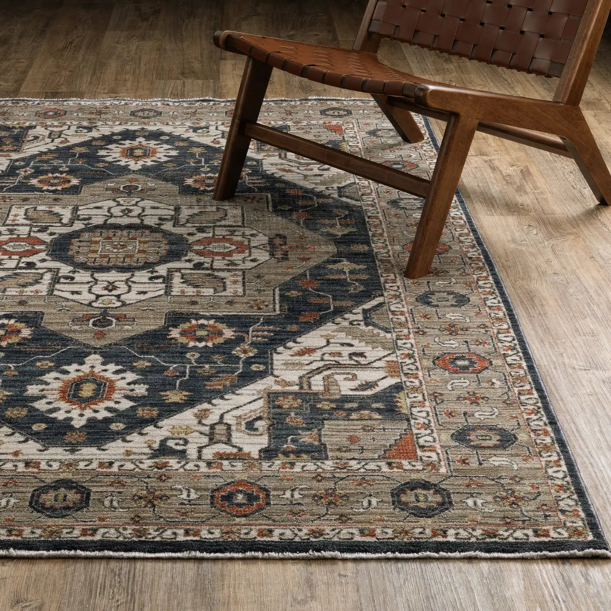 Oriental Weavers Sphinx ELIANA ELI07 Brown Medallion Rugs - angle/detail