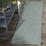 Safavieh Courtyard 2'-3" x 10'-0" Rug in Turquoise / Light Grey