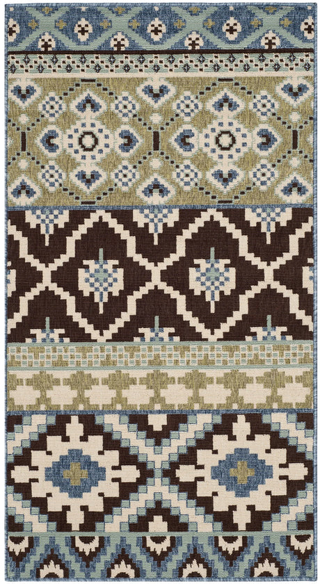Safavieh Veranda 2'-7" x 5'-0" Rug in Chocolate / Blue