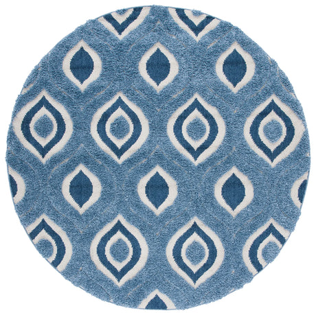 Safavieh Florida Shag 6'-7" x 6'-7" Rug in Blue / Ivory