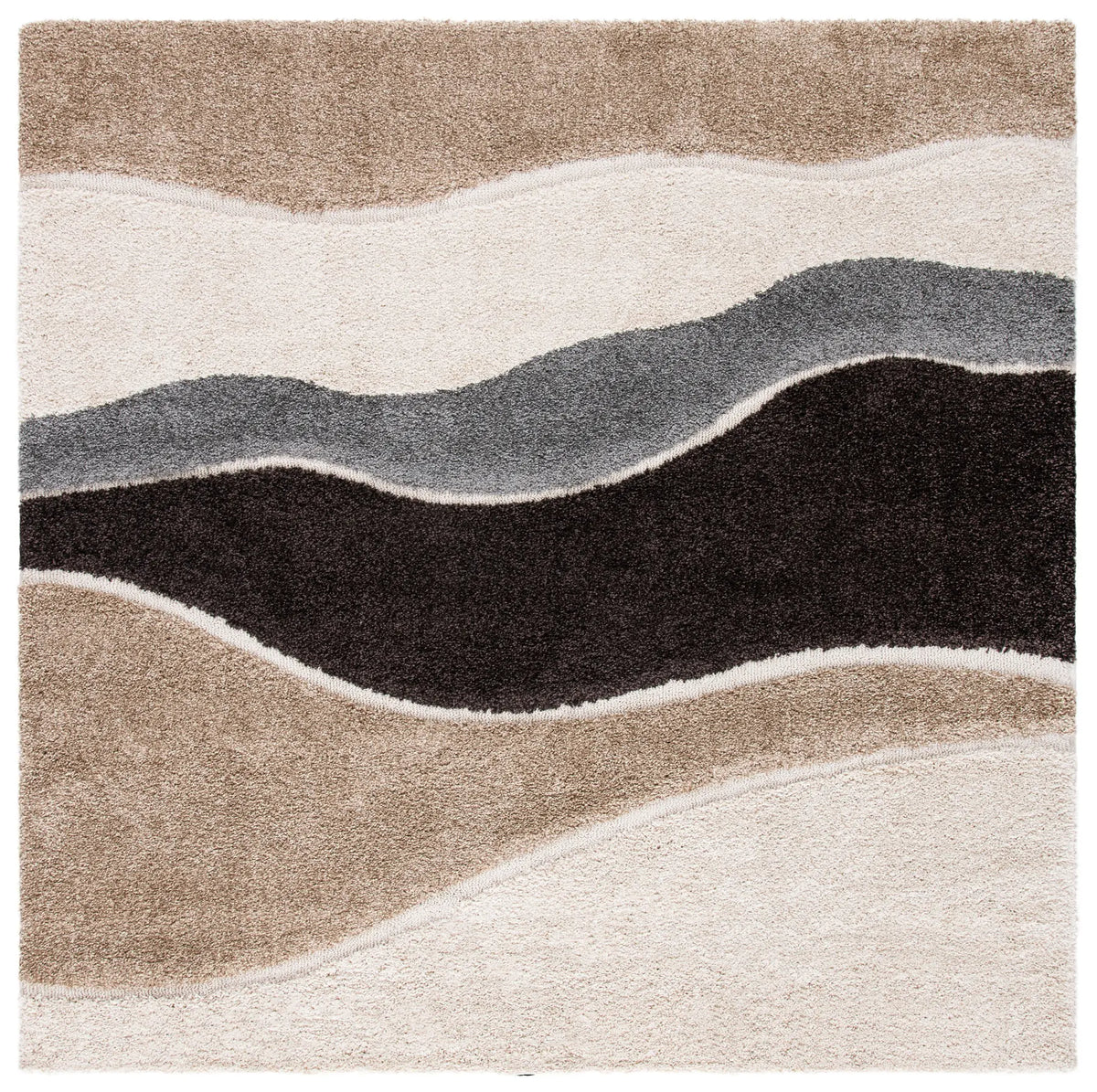 Safavieh Florida Shag 6'-7" x 6'-7" Rug in Ivory / Grey