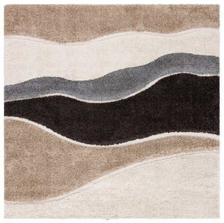 Safavieh Florida Shag 6'-7" x 6'-7" Rug in Ivory / Grey