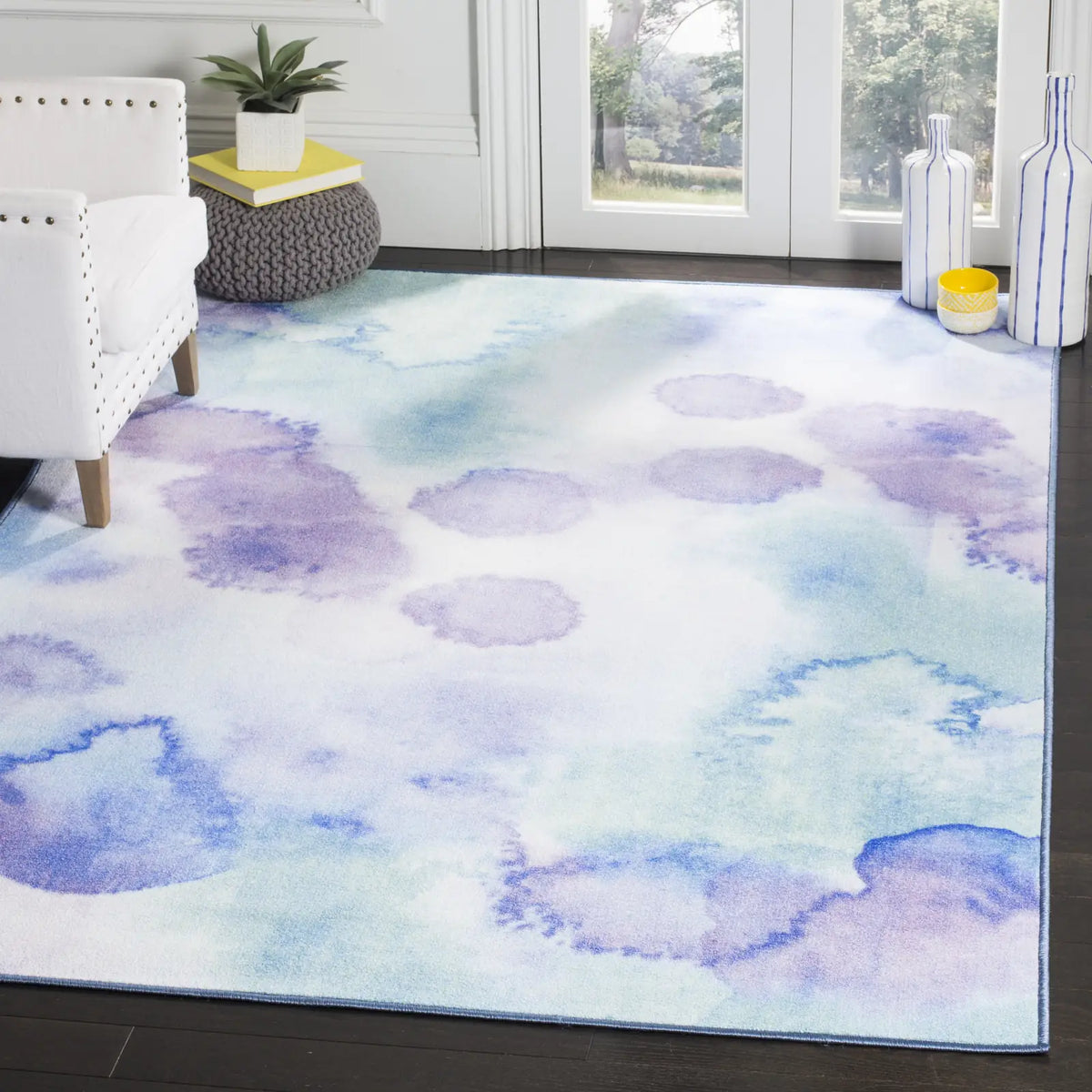 Safavieh Paint Brush 4'-4" x 6'-0" Rug in Blue / Lavender