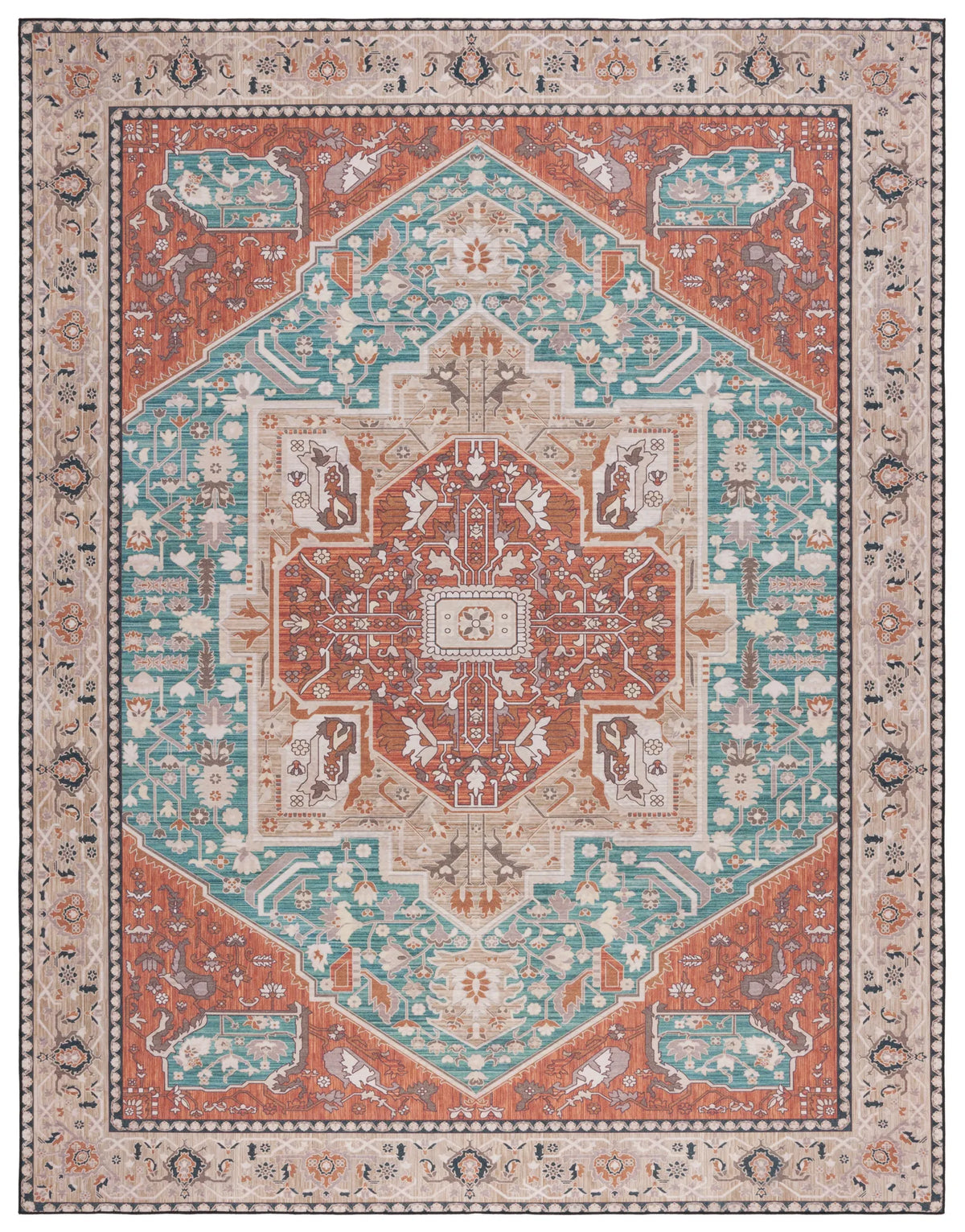 Safavieh Tucson 10'-0" x 14'-0" Rug in Aqua / Rust