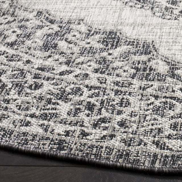 Safavieh Courtyard 6'-7" x 6'-7" Rug in Light Grey / Black