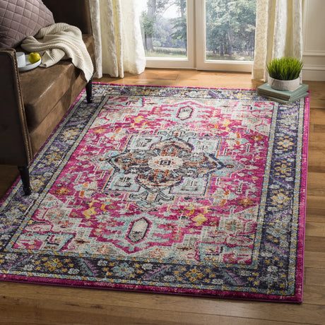 Safavieh Monaco 4'-0" x 5'-7" Rug in Fuchsia / Grey