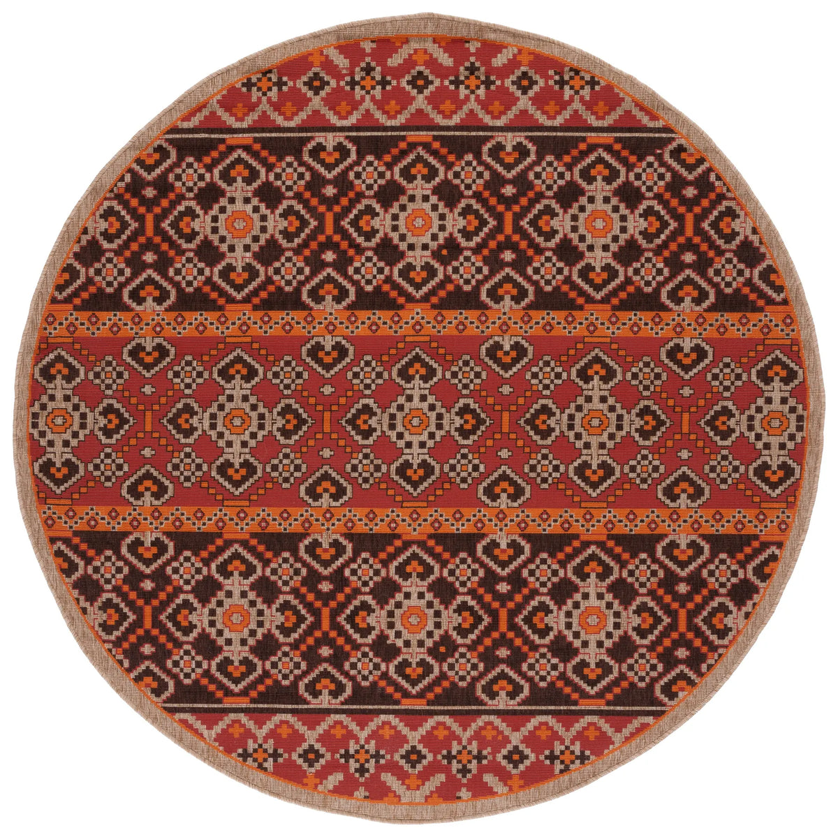 Safavieh Veranda 6'-7" x 6'-7" Rug in Red / Chocolate