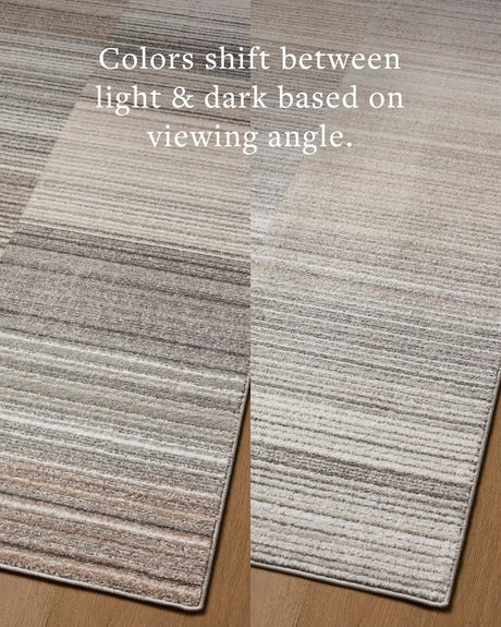 Loloi Lune LUN-03 Granite / Natural Rug - angled corner on wood