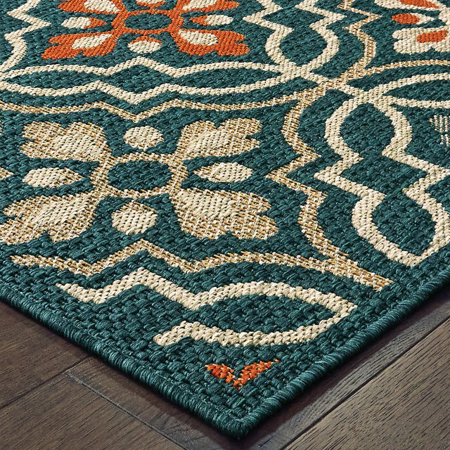 Oriental Weavers Sphinx Latitude 709B Blue / Orange Rugs - corner detail