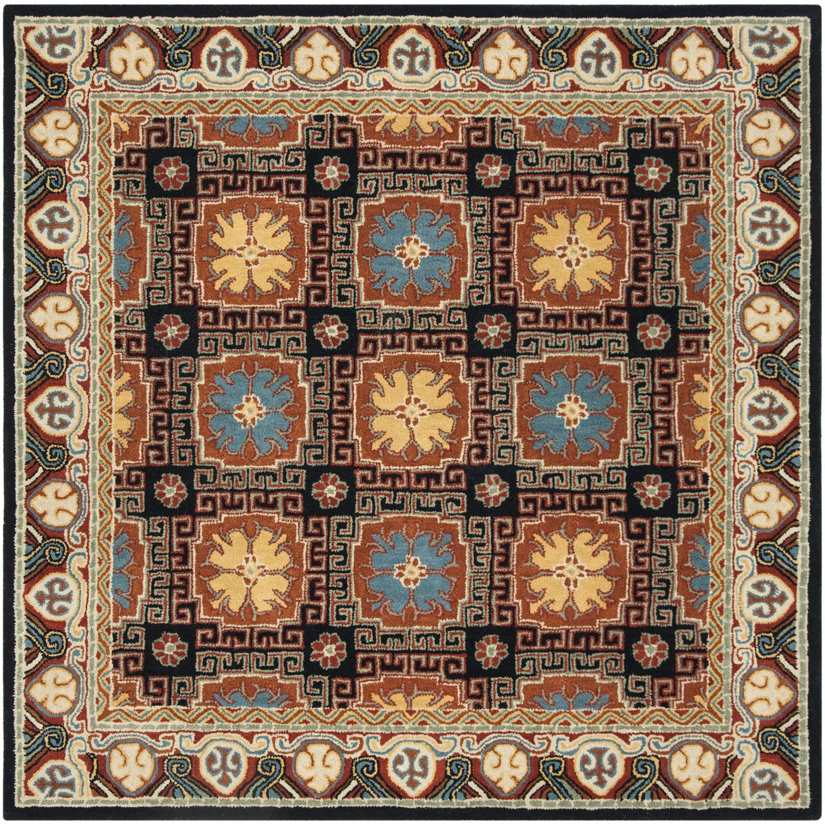 Safavieh Heritage 6'-0" x 6'-0" Rug in Navy / Orange