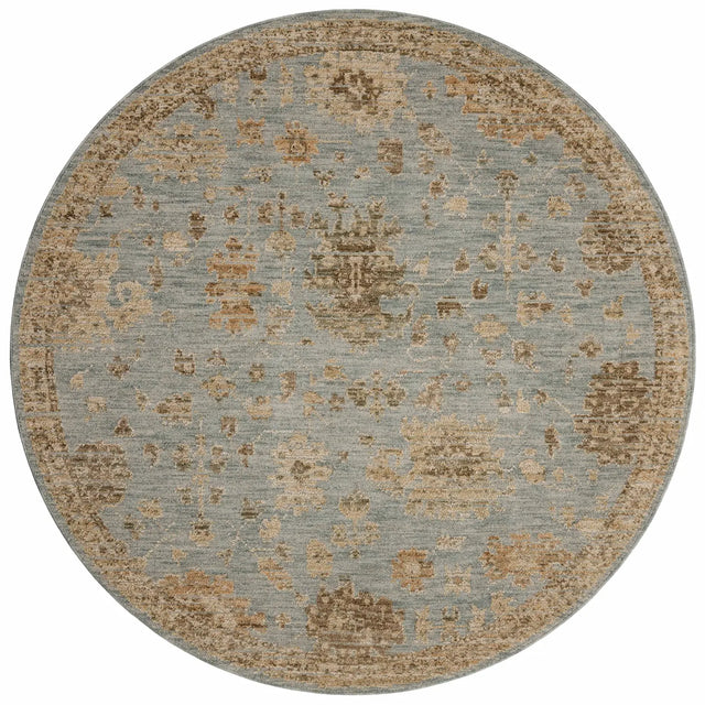 Loloi Willa WIA-03 Sky / Natural Power Loomed Rug - round flat