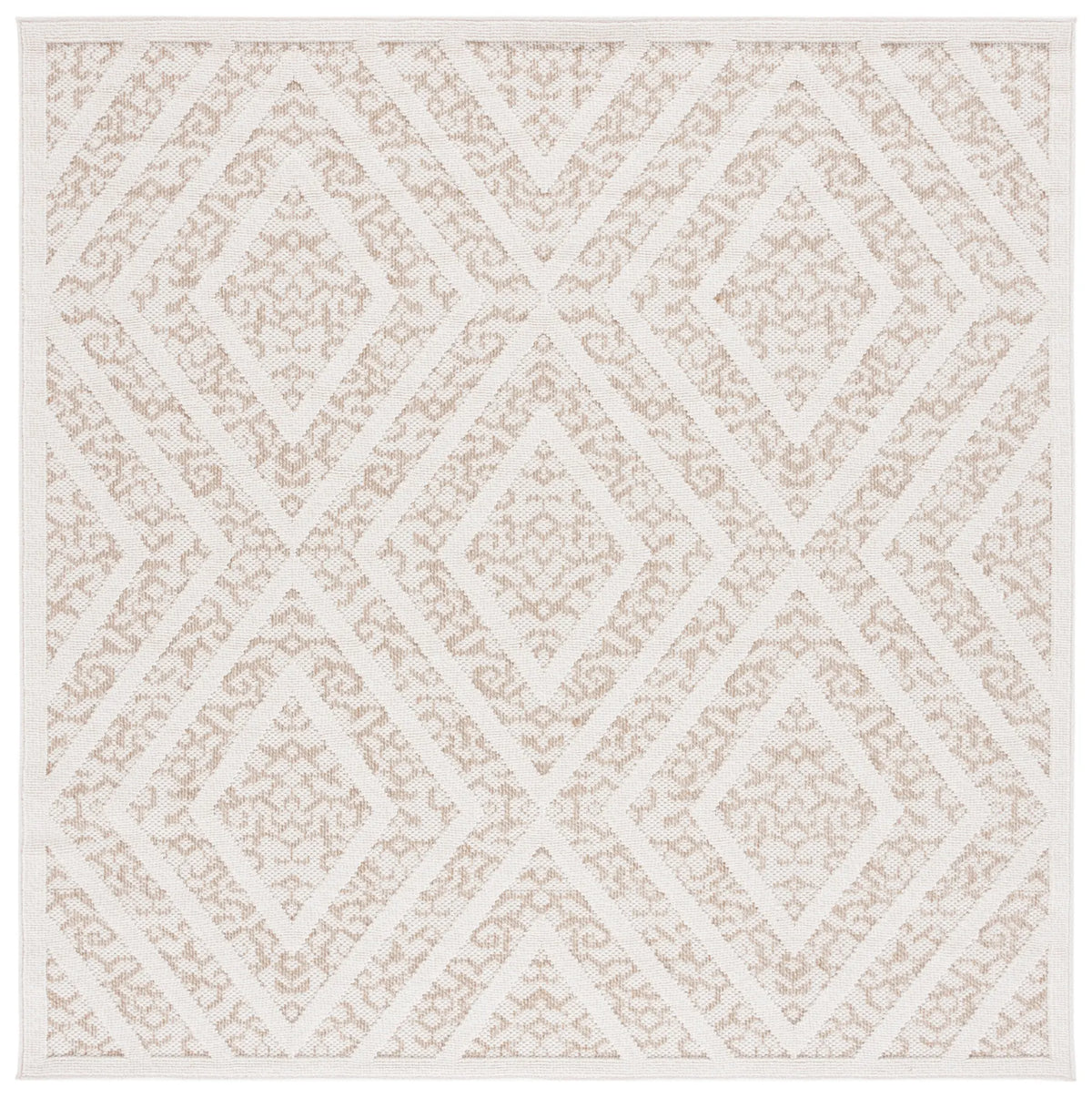 Safavieh Martha Stewart Global 6'-7" x 6'-7" Rug in Light Beige / Brown