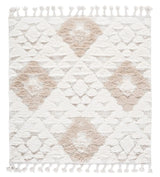 Safavieh Moroccan Tassel Shag 4'-0" x 4'-0" Rug in Ivory / Beige