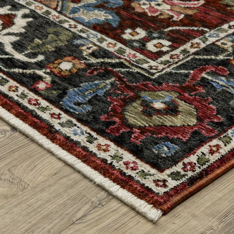 Oriental Weavers Sphinx HASTINGS HA03V Red Floral Rugs - corner detail