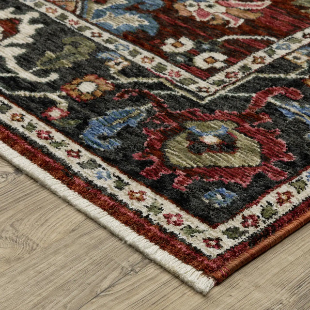 Oriental Weavers Sphinx HASTINGS HA03V Red Floral Rugs - corner detail