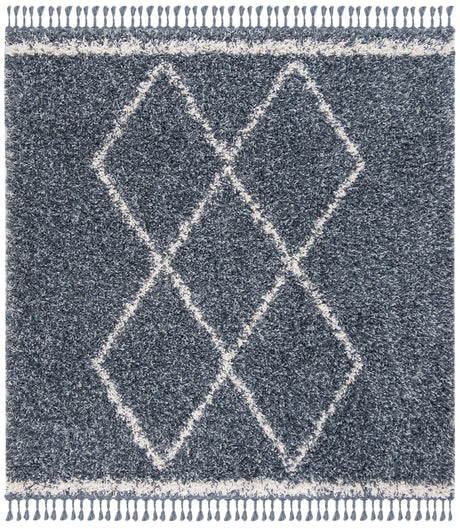 Safavieh Pro Lux Shag 400 6'-7" x 6'-7" Rug in Blue / Creme