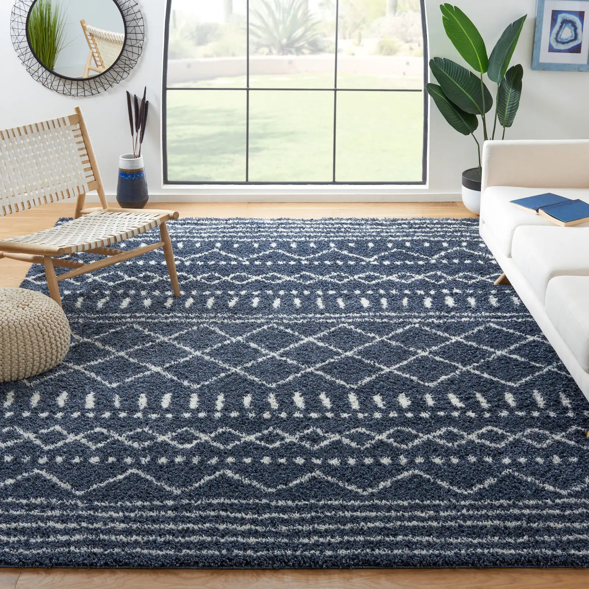 Safavieh Arizona Shag 10'-0" x 14'-0" Rug in Slate Blue / Ivory