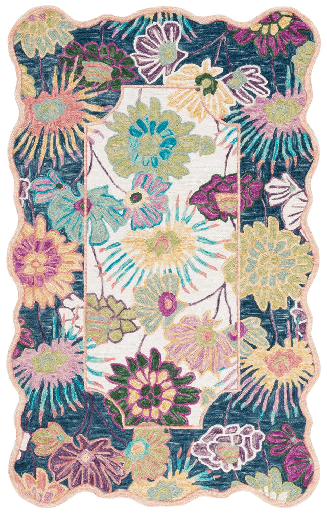 Safavieh Jardin 4'-0" x 6'-0" Rug in Navy / Ivory