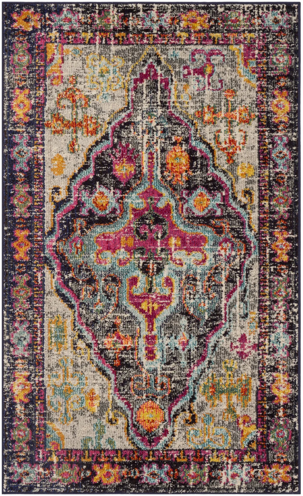 Safavieh Monaco 3'-0" x 5'-0" Rug in Grey / Fuchsia