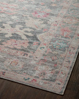 Loloi Elysium Ely-02 Graphite/Multi Rug - angled corner on wood