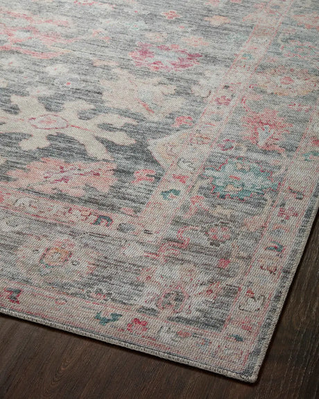 Loloi Elysium Ely-02 Graphite/Multi Rug - angled corner on wood