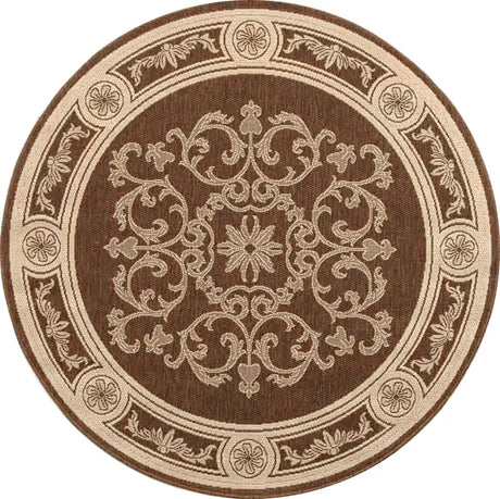 Safavieh Courtyard 5'-3" x 5'-3" Rug in Chocolate / Natural