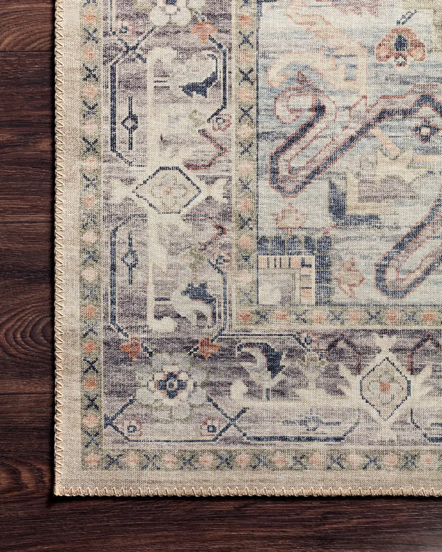 Loloi Hathaway Hth-07 Multi/Ivory Rugs - corner on wood