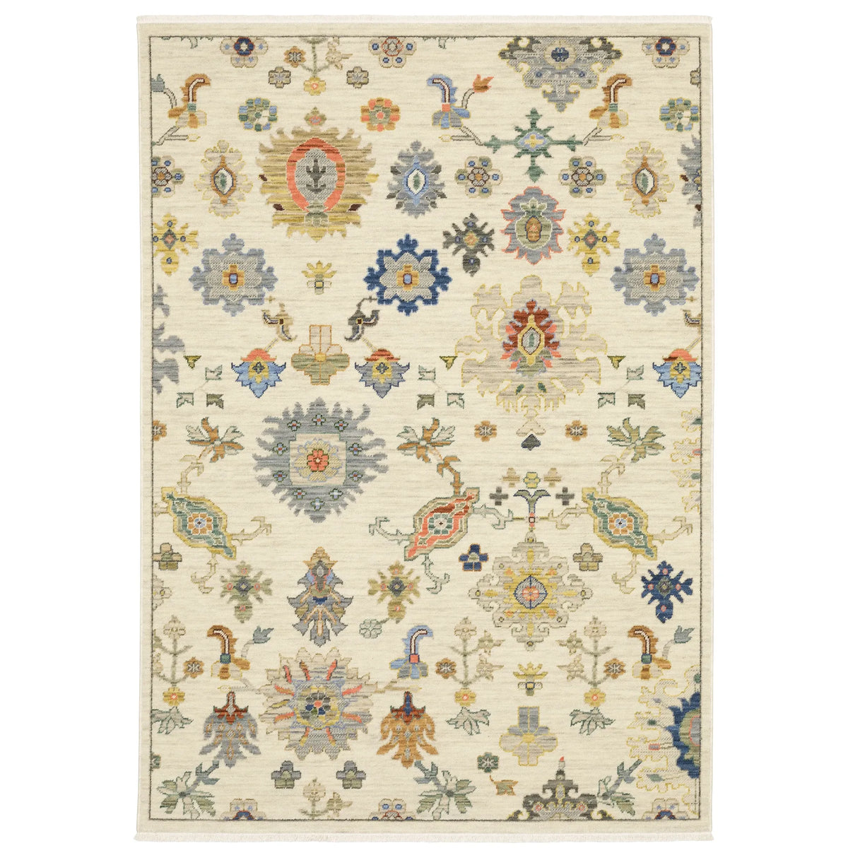 Oriental Weavers Lucca 5507W Ivory/ Multi Rug - main flat