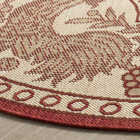 Safavieh Courtyard 5'-3" x 5'-3" Rug in Natural / Red