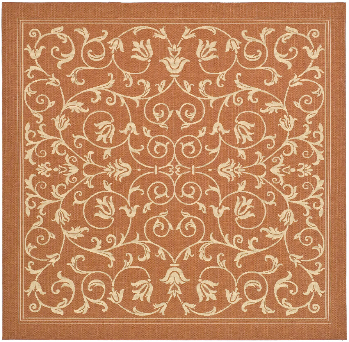 Safavieh Courtyard 7'-10" x 7'-10" Rug in Terracotta / Natural