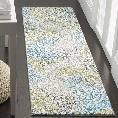 Safavieh Watercolor 2'-3" x 8'-0" Rug in Ivory / Peacock Blue