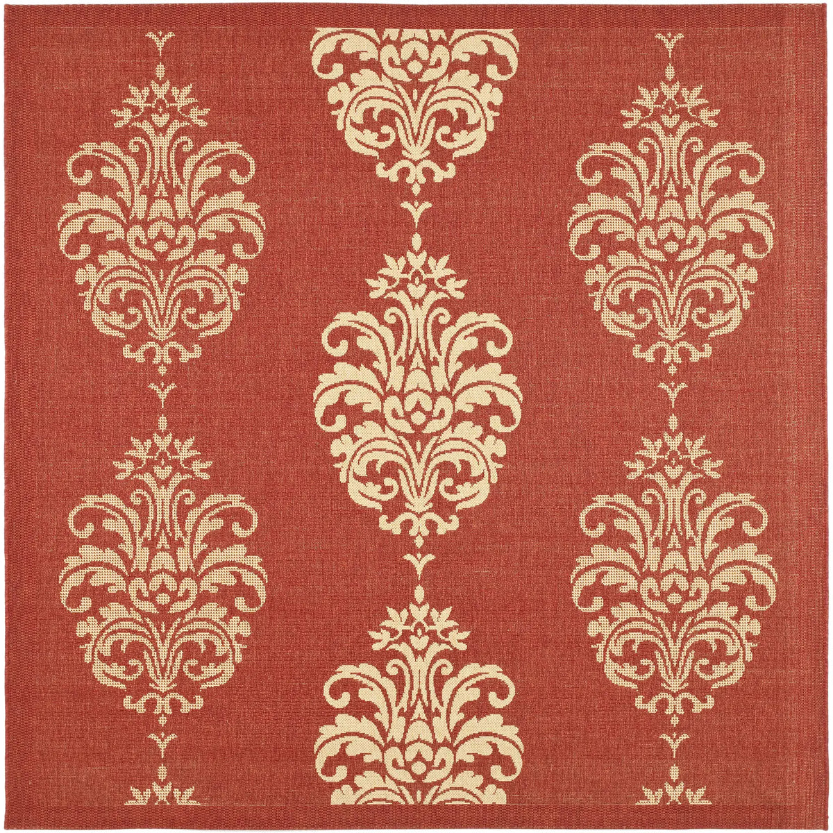Safavieh Courtyard 6'-7" x 6'-7" Rug in Red / Natural