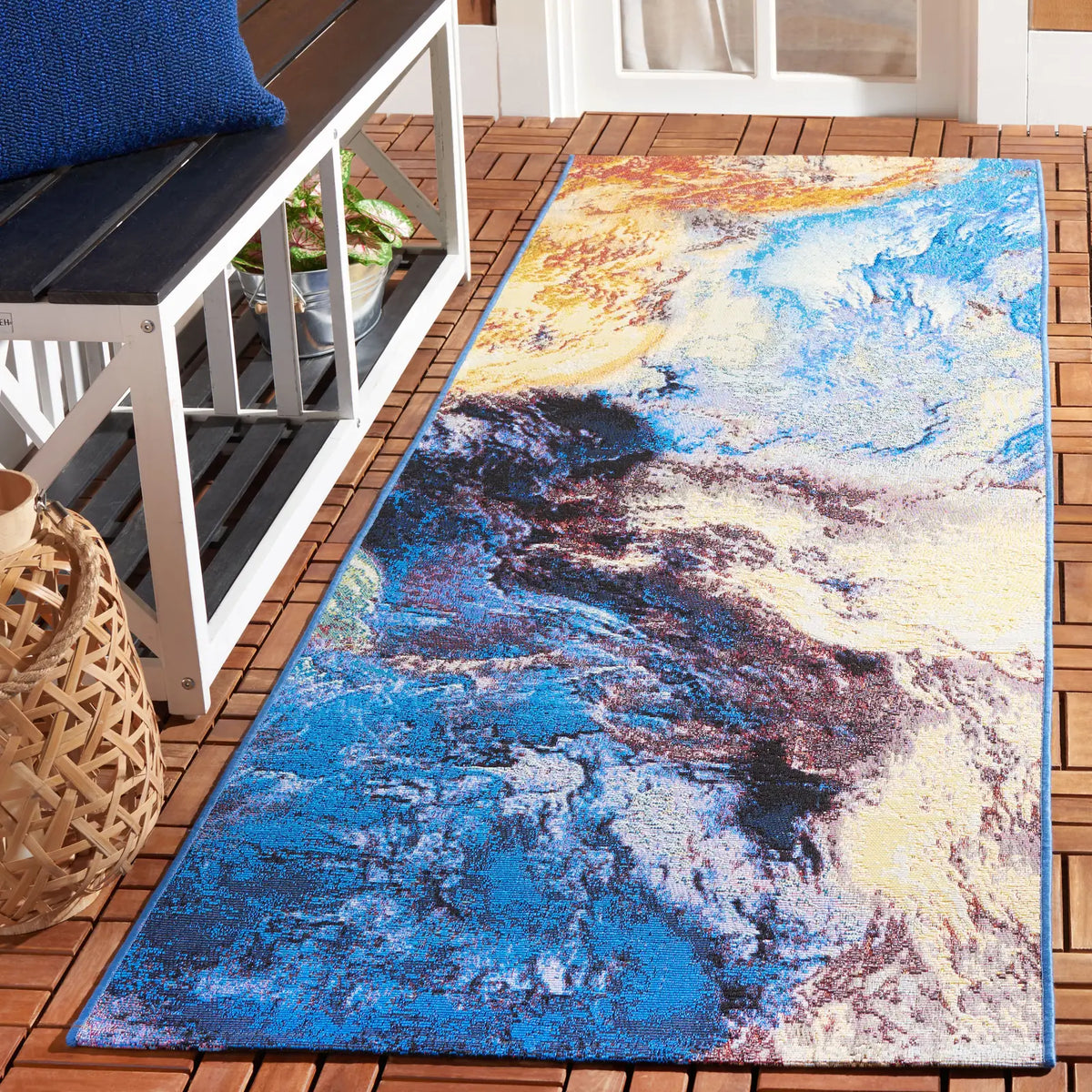 Safavieh Barbados 500 2'-8" x 8'-0" Rug in Blue / Rust Gold