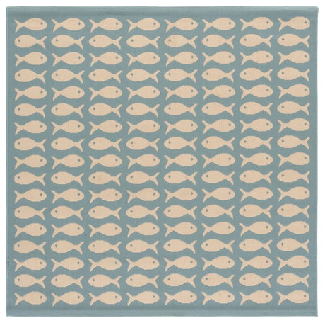 Safavieh Courtyard 5'-3" x 5'-3" Rug in Aqua / Beige