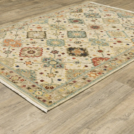 Oriental Weavers Lilihan 4601W Beige/ Multi Rug - angle detail