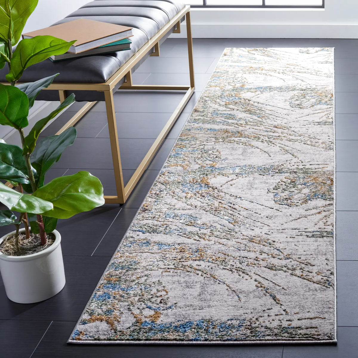 Safavieh Bel Air 2'-3" x 9'-0" Rug in Grey / Turquoise