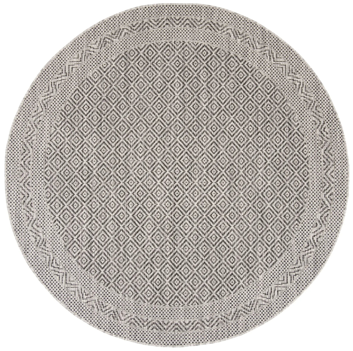 Safavieh Courtyard 6'-7" x 6'-7" Rug in Grey / Black