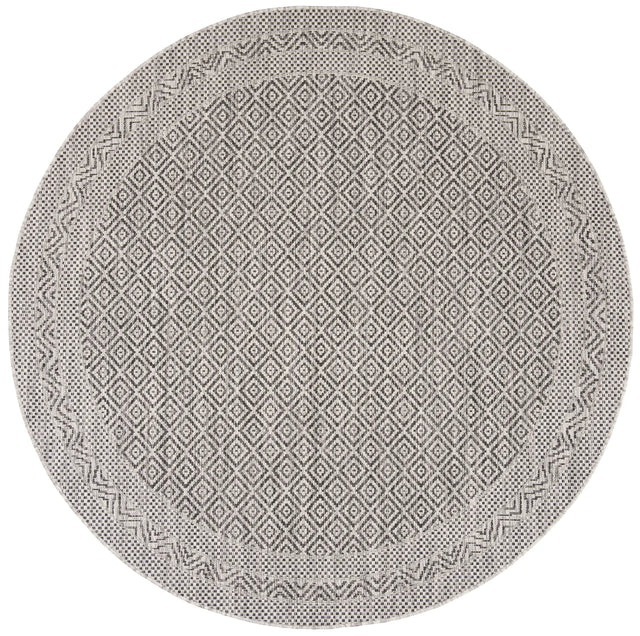 Safavieh Courtyard 6'-7" x 6'-7" Rug in Grey / Black