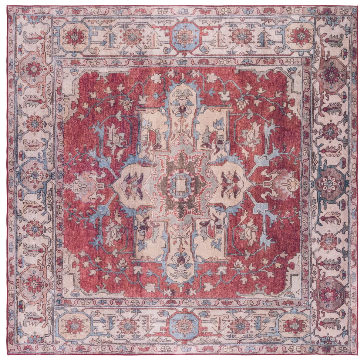 Safavieh Tucson 5'-0" x 5'-0" Rug in Red / Beige