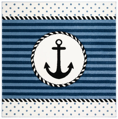 Safavieh Carousel Kids 100 5'-3" x 5'-3" Rug in Navy / Ivory