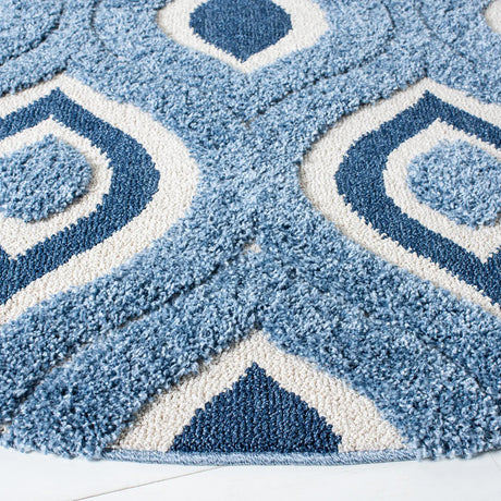 Safavieh Florida Shag 6'-7" x 6'-7" Rug in Blue / Ivory