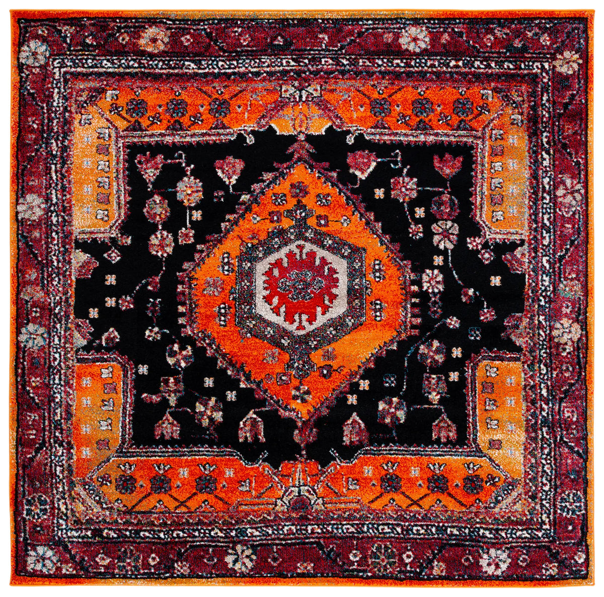 Safavieh Vintage Hamadan 6'-7" x 6'-7" Rug in Orange / Black